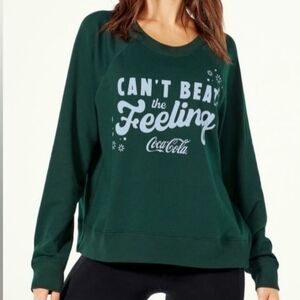 Wildfox Coca-Cola Dark Green "Can't Beat The Feeling" Sweatshirt, Lg EUC